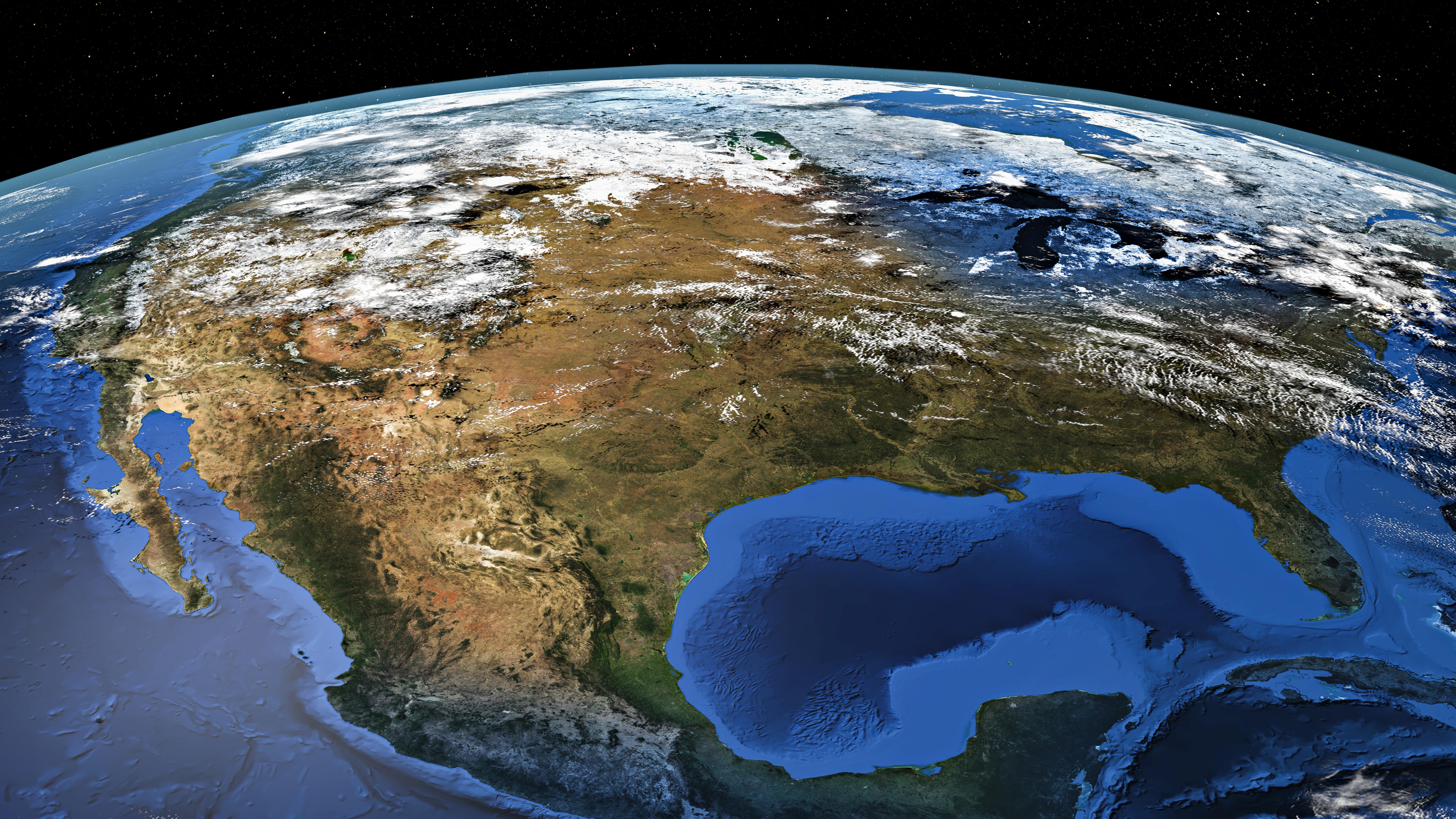Satellite image of North America.